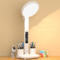 LED Clock Table Lamp USB Desk Light with Fan & Eye Protection