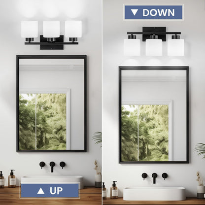 3 Light Bathroom Vanity Light, Black Bathroom Light Fixture, Modern Vanity Li...