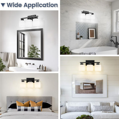 3 Light Bathroom Vanity Light, Black Bathroom Light Fixture, Modern Vanity Li...